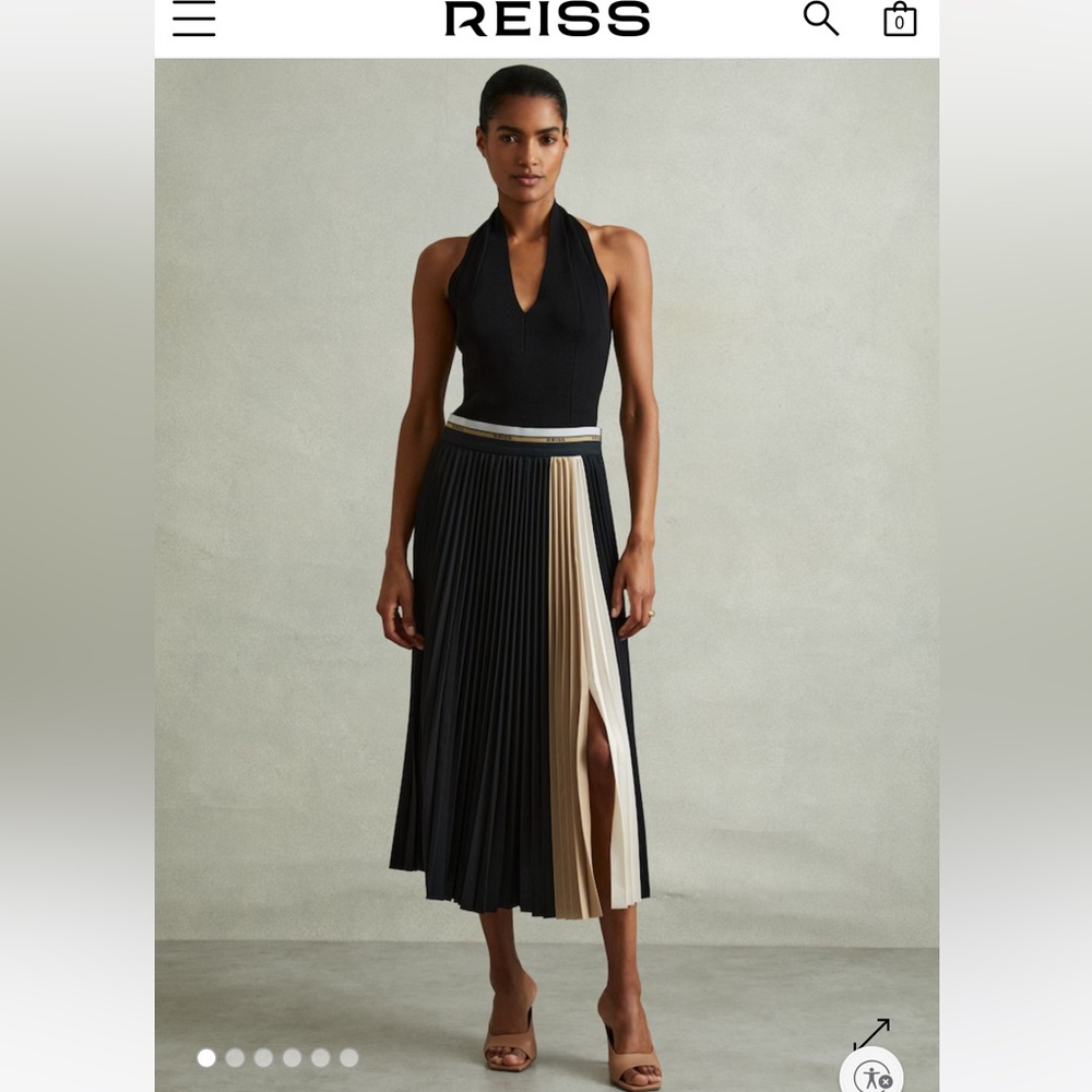 NWT Reiss Iris Pleated Midi Skirt